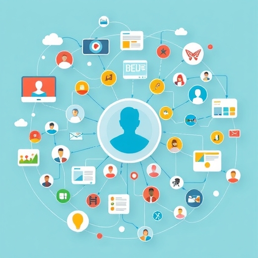 多樣內容格式插圖，包括影片、播客、資訊圖表與部落格，匯聚至中央樞紐，代表個人化內容創作與用戶生成內容