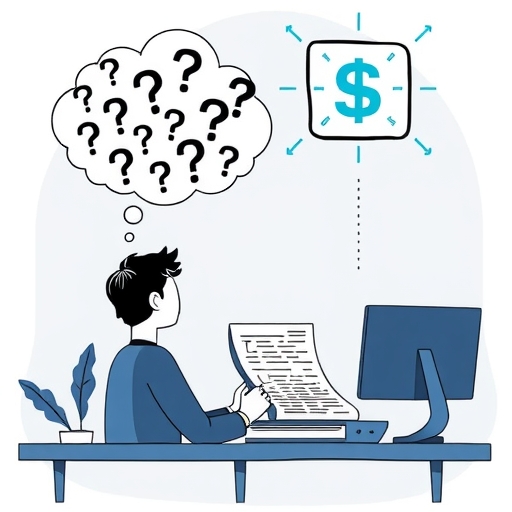 用戶頭頂的思想泡泡充滿疑問，內容創作者在桌前撰寫詳細文章，強調有用內容系統與用戶價值