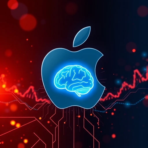 Apple與Google標誌融合，象徵Siri AI整合的科技聯盟